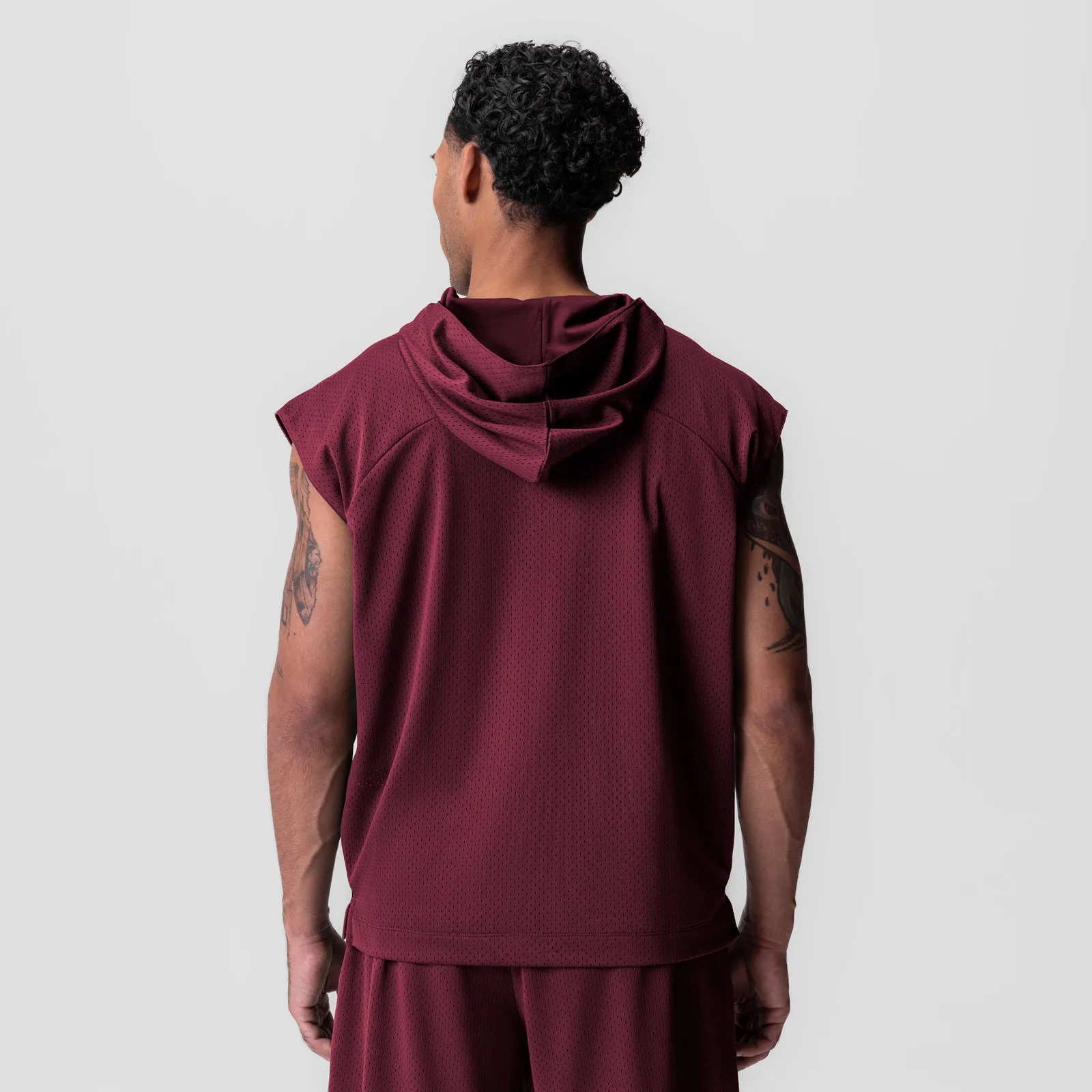 0983. Reversible 2-in-1 Cutoff Hoodie - Crimson