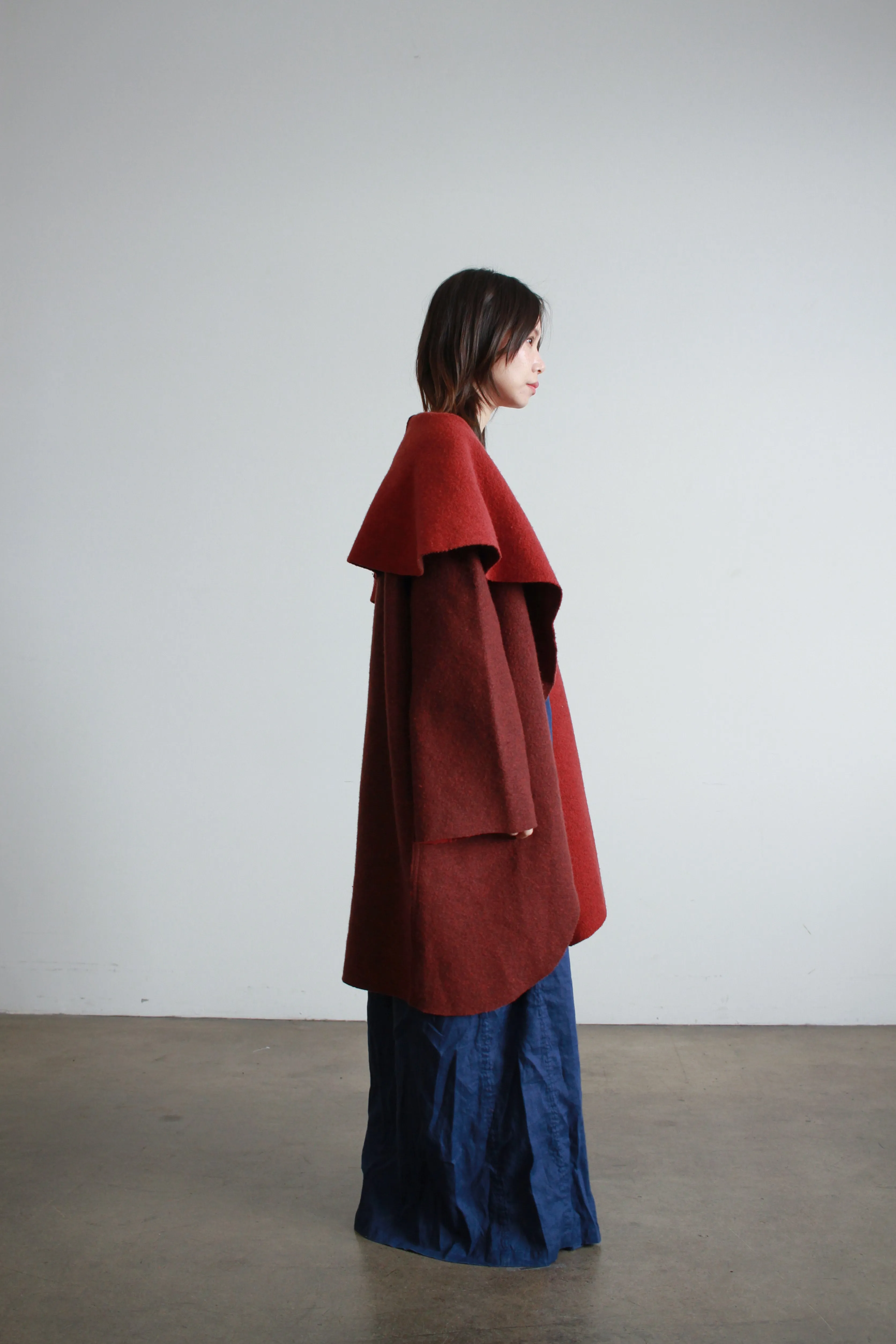 1990s Berry Wool Draped Coat