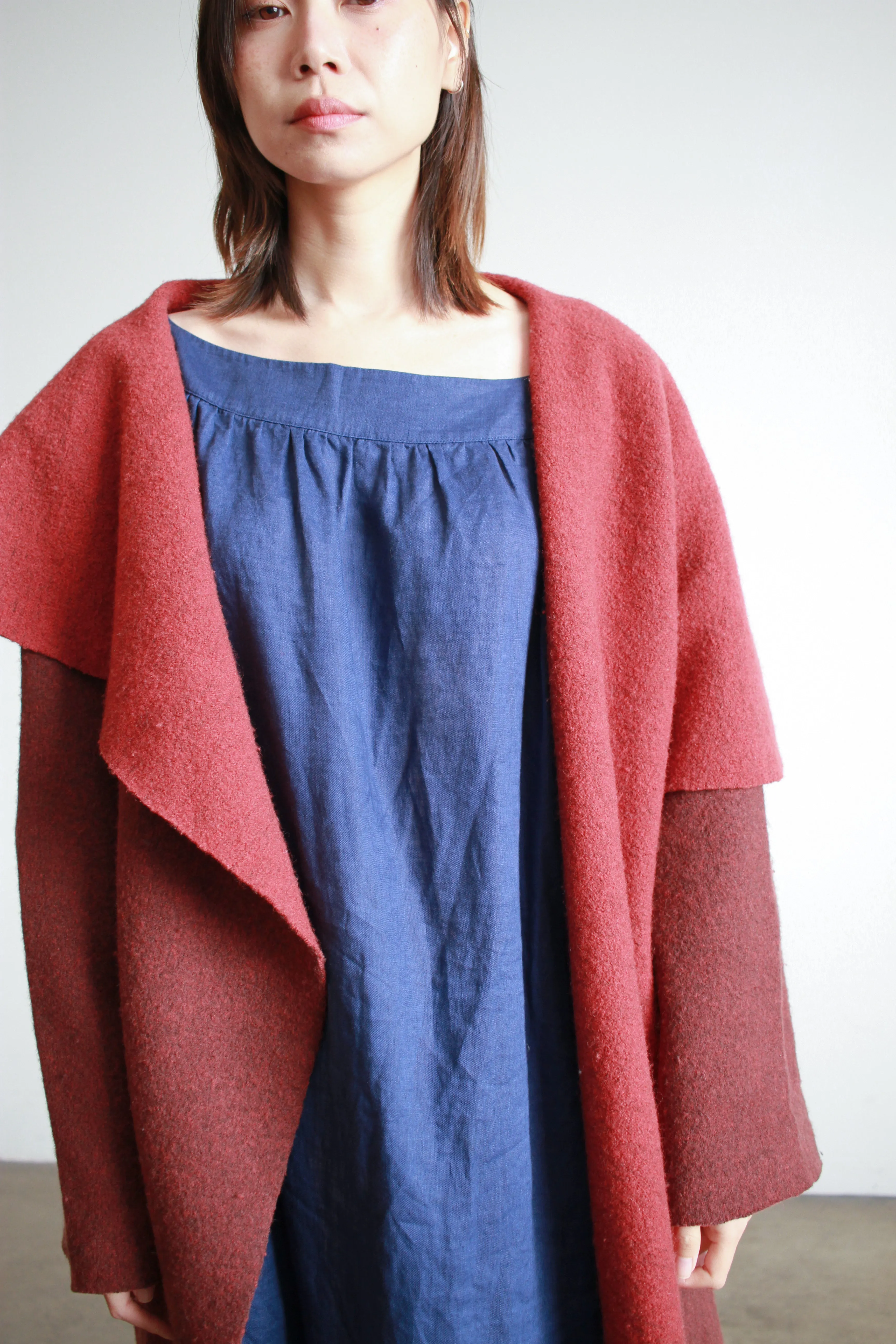 1990s Berry Wool Draped Coat