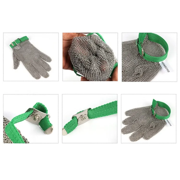 304 Stainless Steel 5 Fingers Steel Ring Anti-cutting Labor Protection Gloves, Size:L