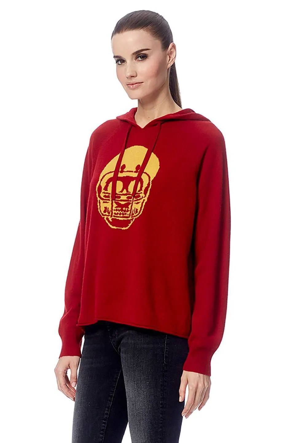 360 Cashmere - Collegiate Skull Hoodie in Crimson/Corona