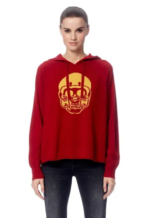 360 Cashmere - Collegiate Skull Hoodie in Crimson/Corona