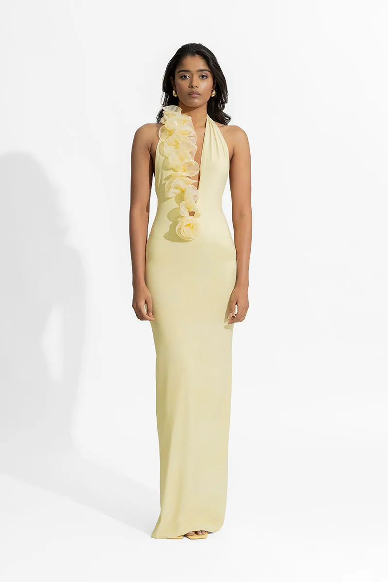 ADELA BUTTER YELLOW MAXI DRESS