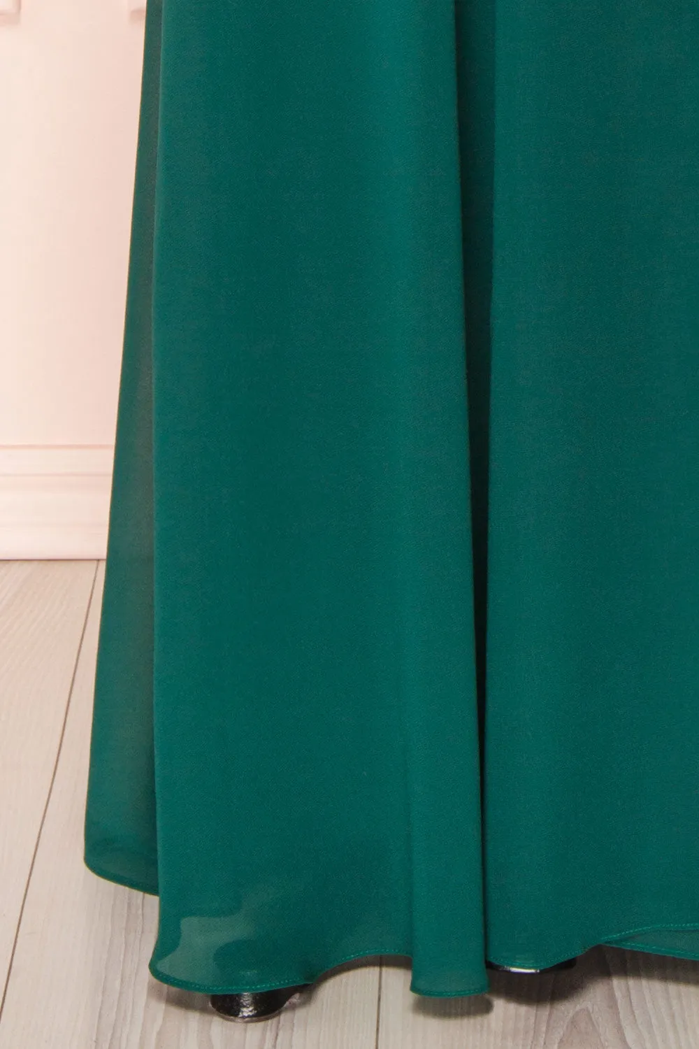 Adelphia Green | V-Neck Chiffon Maxi Dress