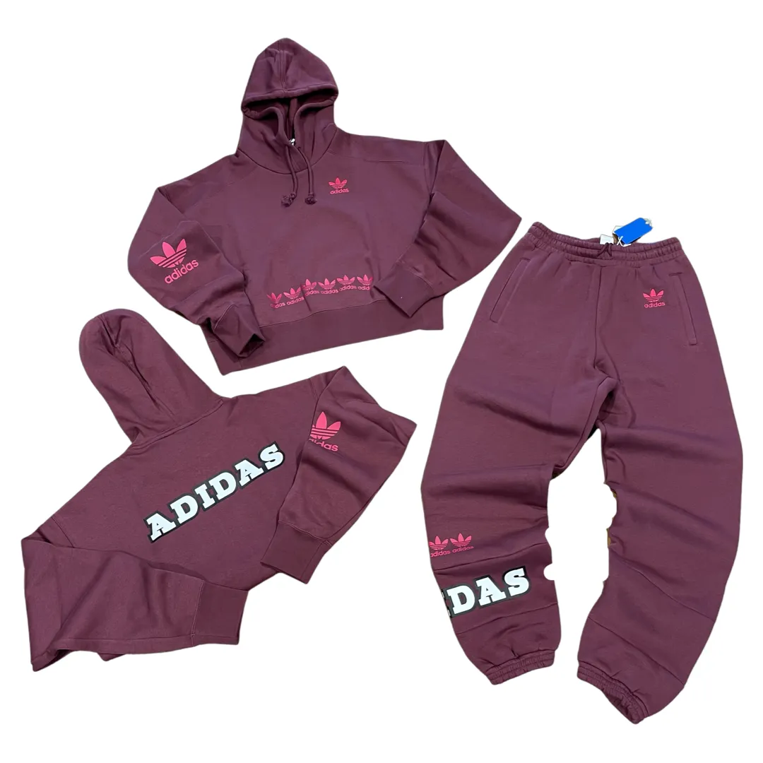 ADIDAS ORIGINALS WOMEN’S CROP  HOODIE SWEATSUIT - Women’s - VICTORY CRIMSON