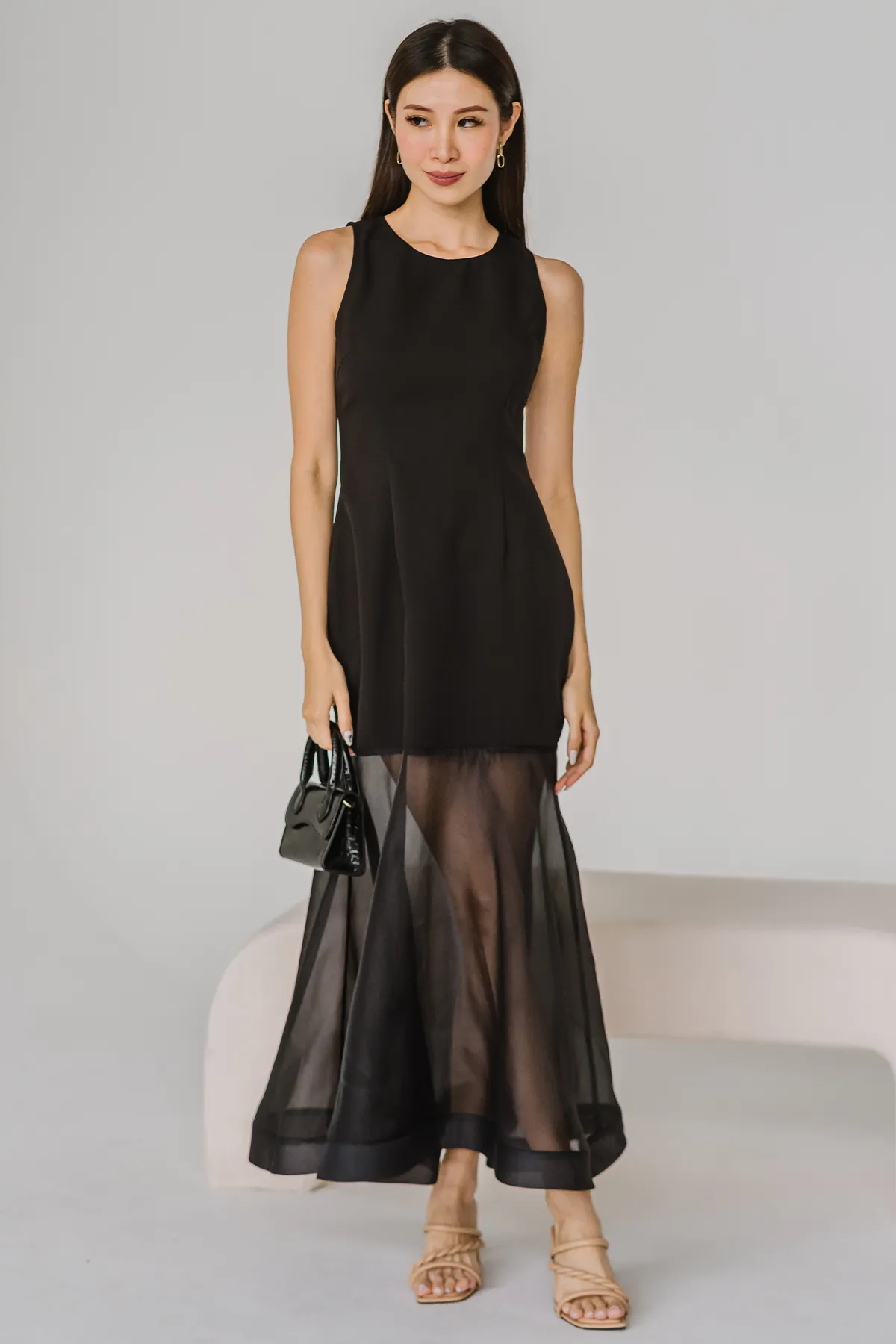 Adrienne Mesh Maxi Dress (Black)