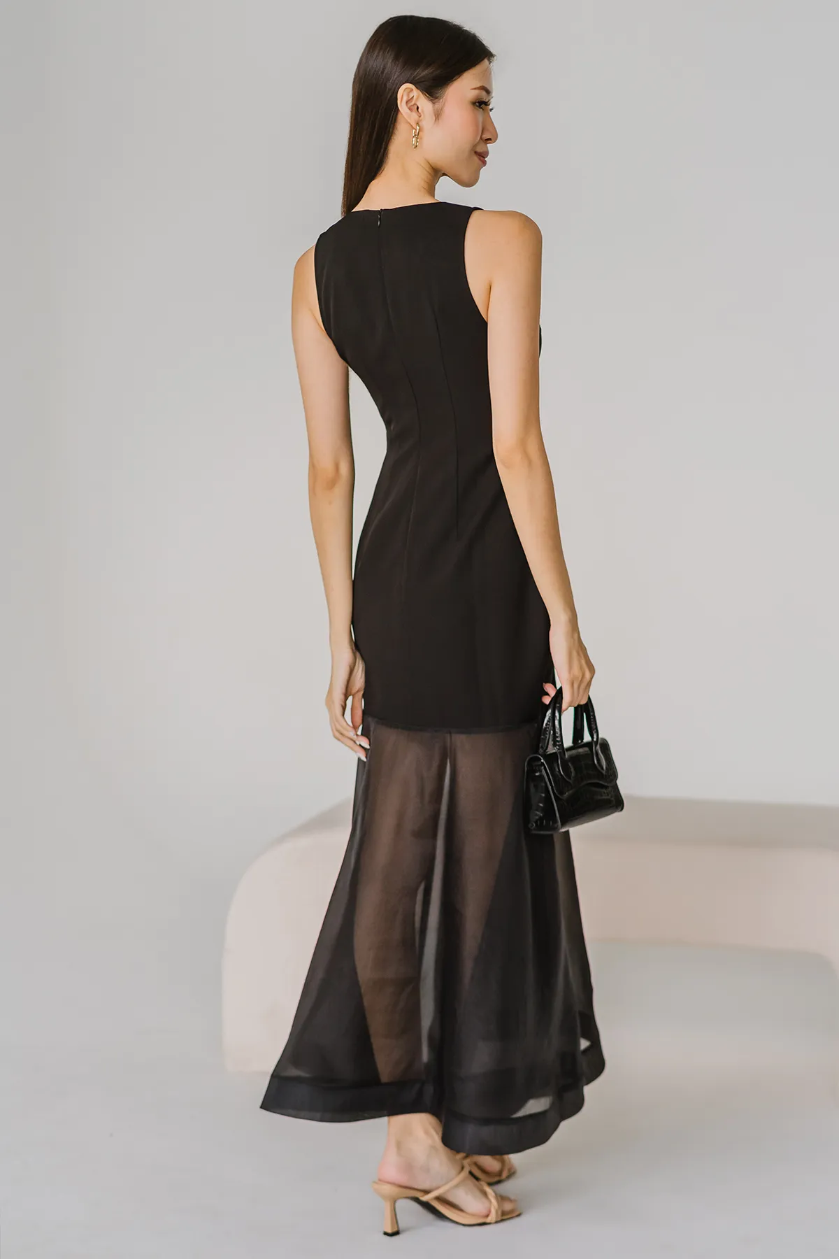 Adrienne Mesh Maxi Dress (Black)