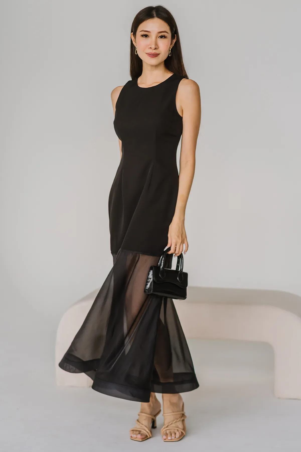 Adrienne Mesh Maxi Dress (Black)