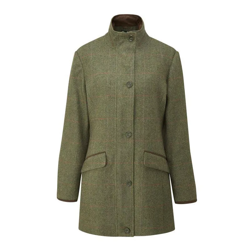 Alan Paine Combrook Ladies Waterproof Tweed Field Coat - Heath