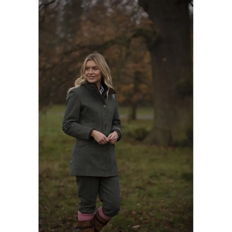 Alan Paine Combrook Ladies Waterproof Tweed Field Coat - Spruce