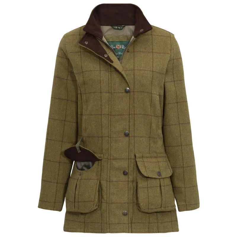 Alan Paine Rutland Ladies Tweed Waterproof Coat - Lichen