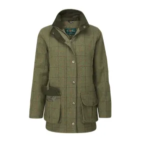 Alan Paine Rutland Ladies Tweed Waterproof Coat - Pine