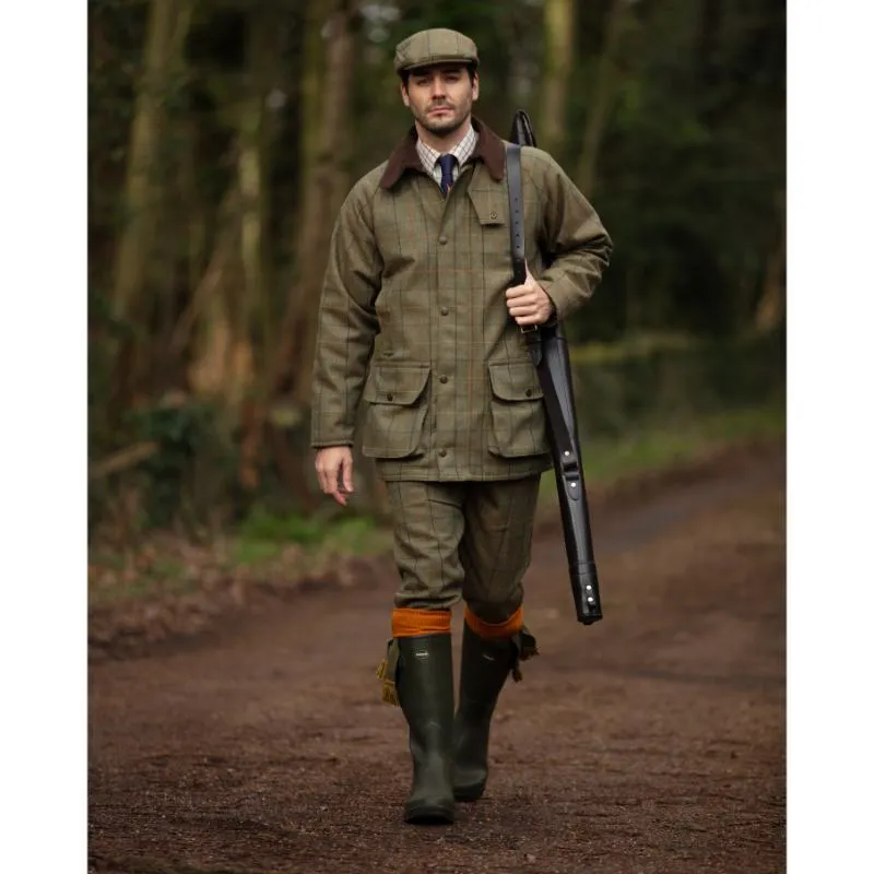 Alan Paine Rutland Mens Tweed Waterproof Shooting Coat - Dark Moss