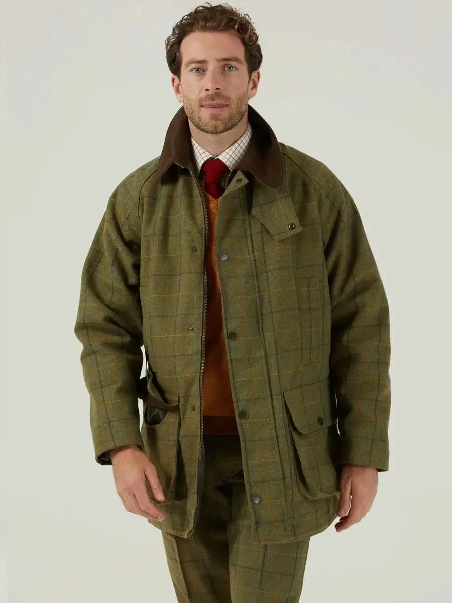 ALAN PAINE Rutland Mens Waterproof Shooting Coat - Dark Moss