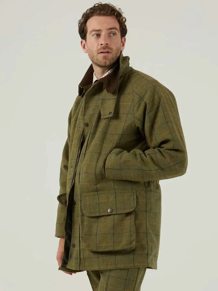 ALAN PAINE Rutland Mens Waterproof Shooting Coat - Dark Moss