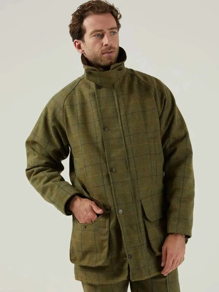 ALAN PAINE Rutland Mens Waterproof Shooting Coat - Dark Moss