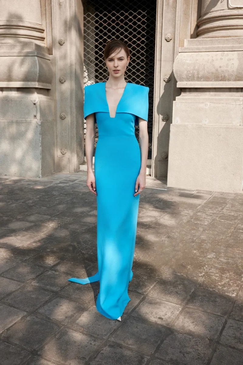 ALDWARK CYAN BLUE MAXI DRESS