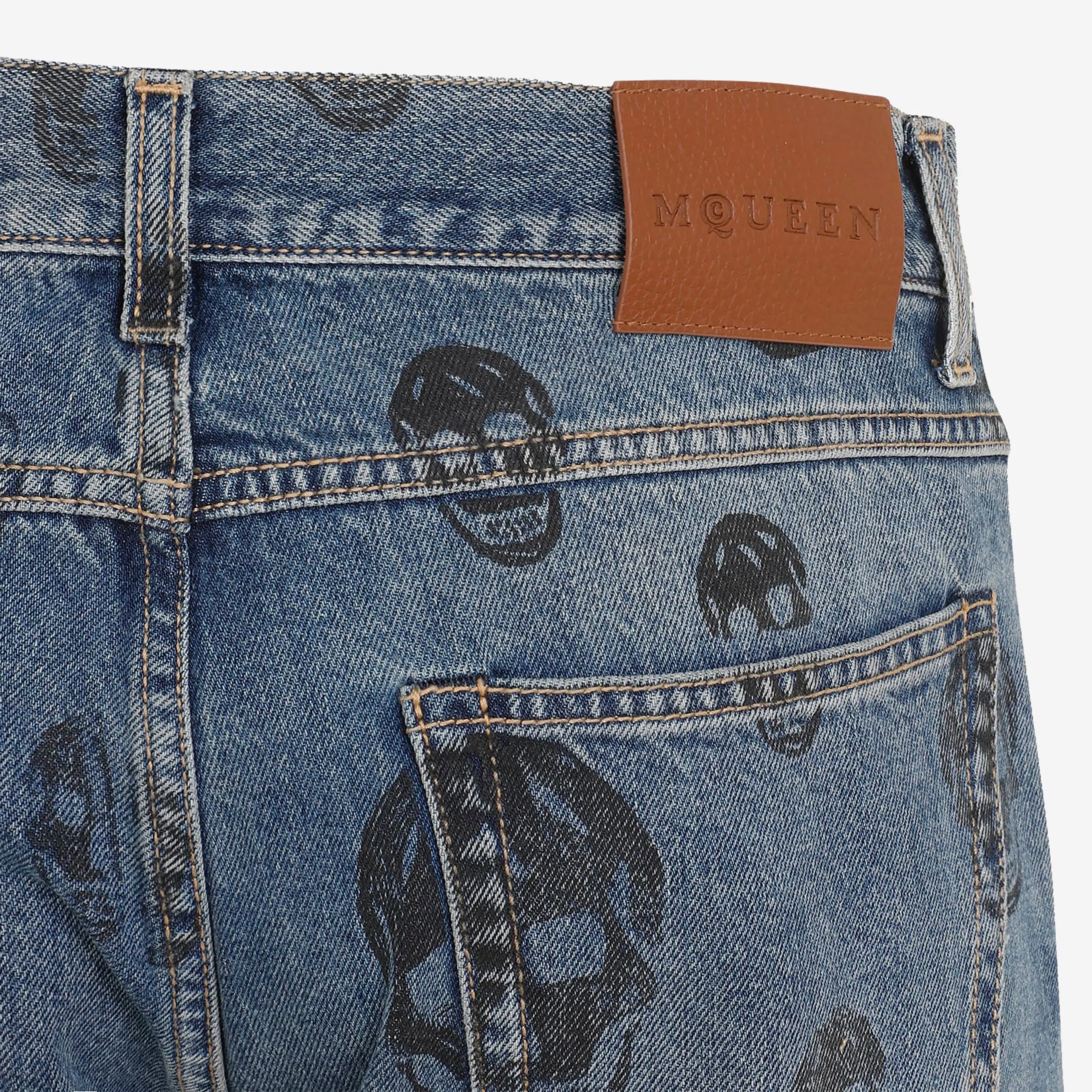 Alexander McQueen Skull Print Denim Jeans