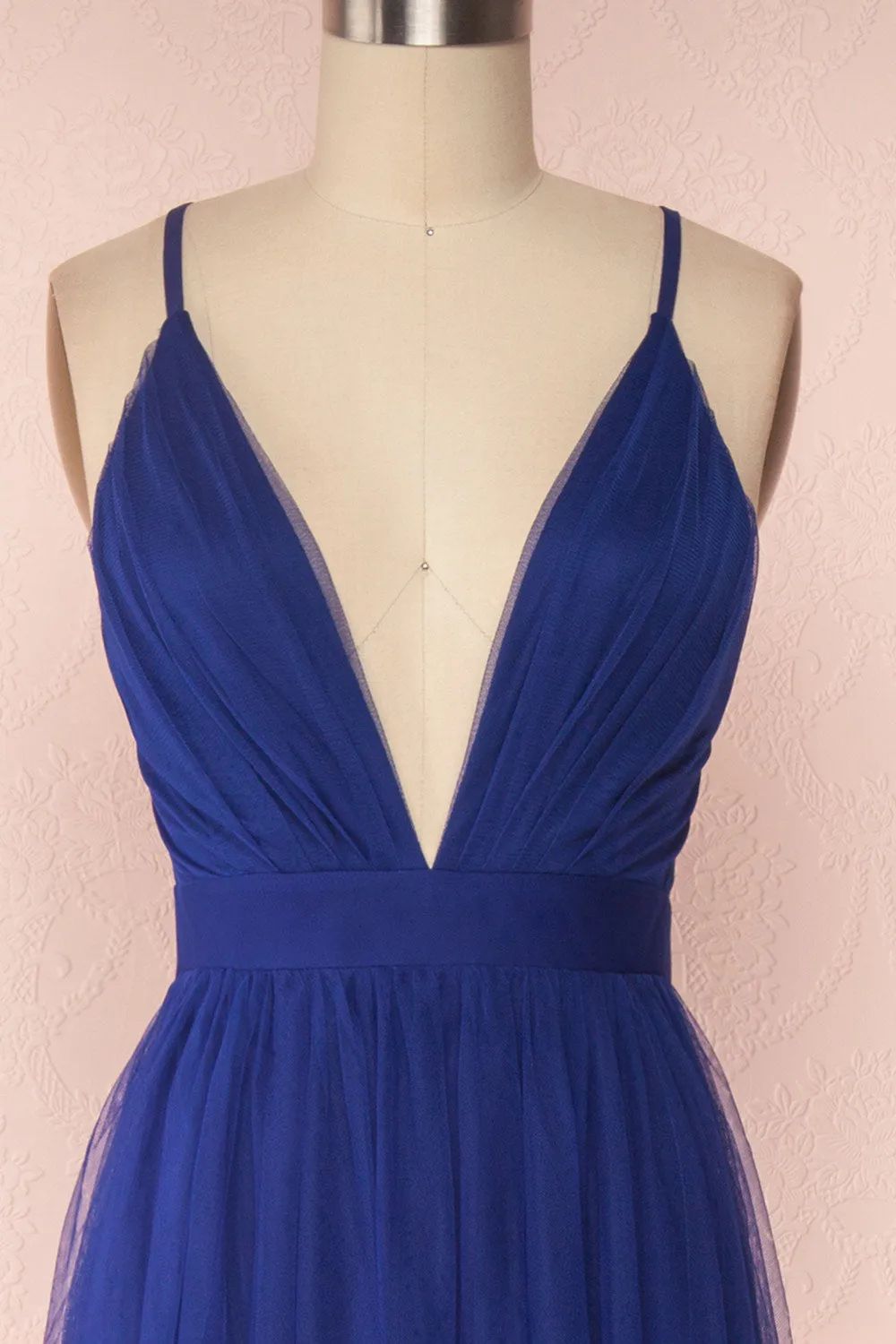 Aliki Navy | Mesh Maxi Dress
