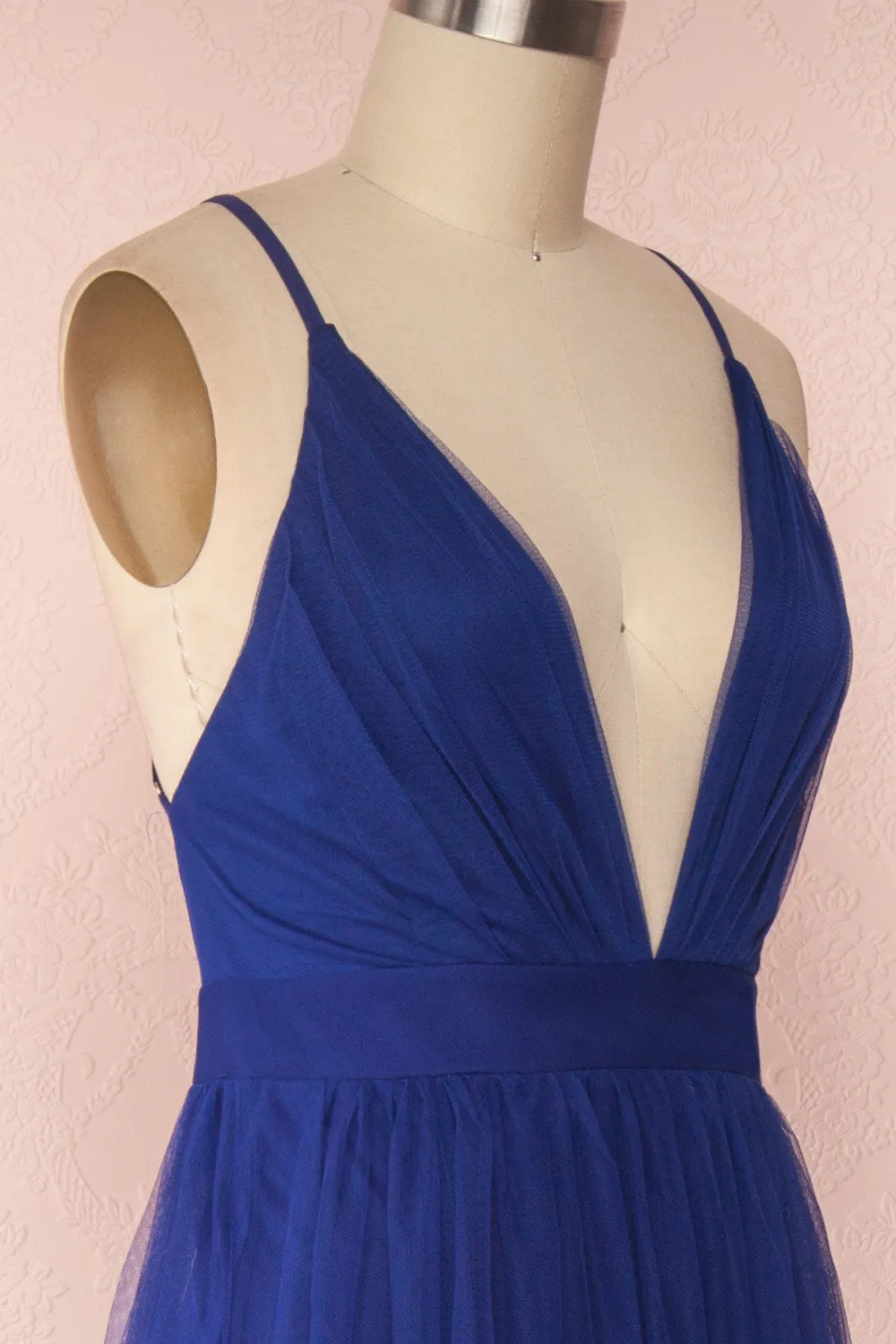 Aliki Navy | Mesh Maxi Dress