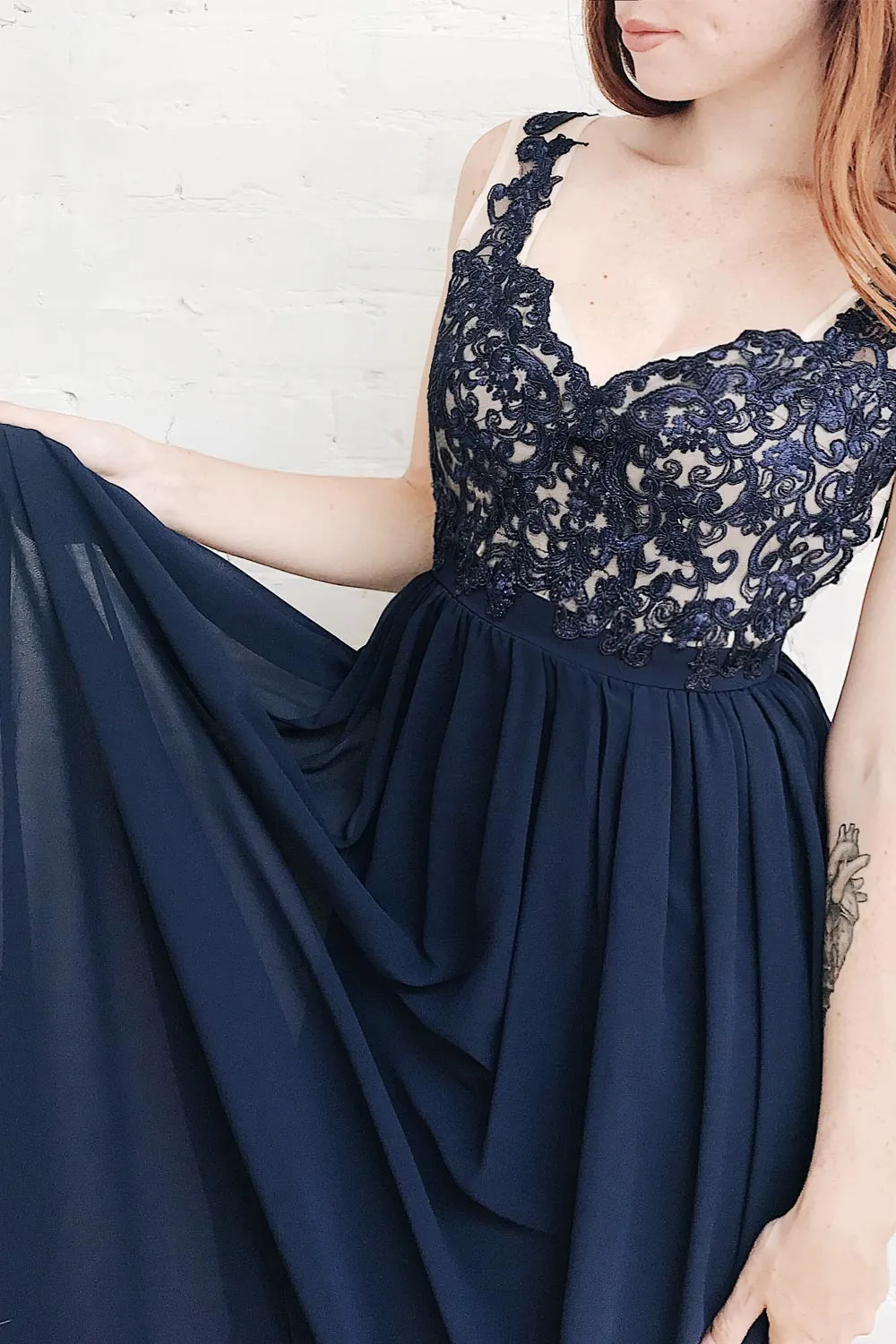 Alitta Navy | Backless Chiffon Maxi Dress