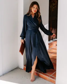 Always Memorable Satin Maxi Dress - Navy