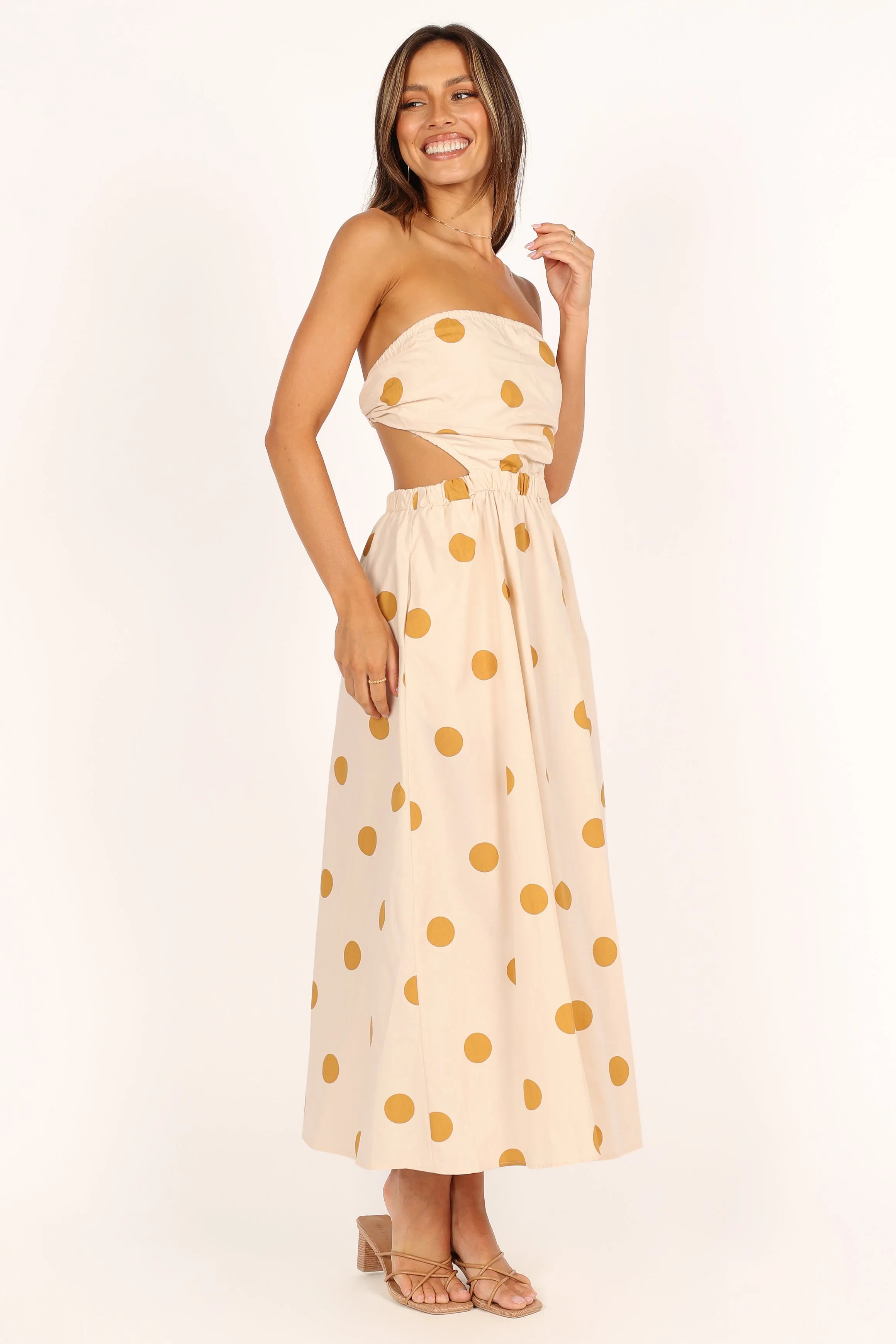 Angelique Dress - Beige Spot