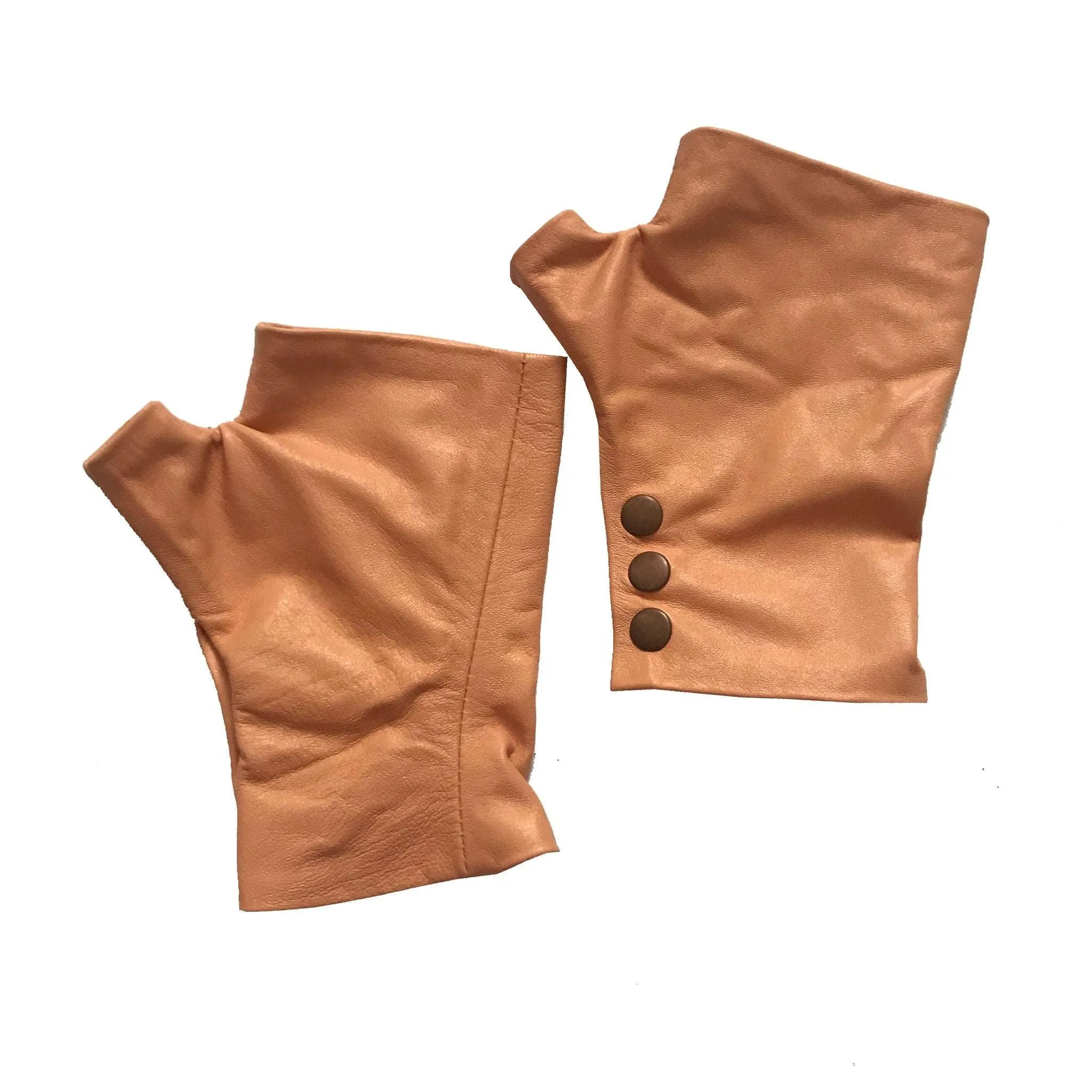 Apricot Fingerless Leather Gloves – Stylish, Comfortable, and Unique