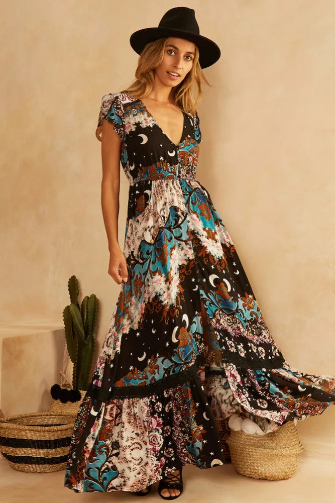 Art Generation Maxi Dress Black