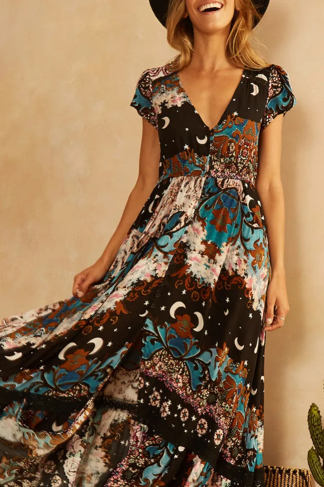 Art Generation Maxi Dress Black