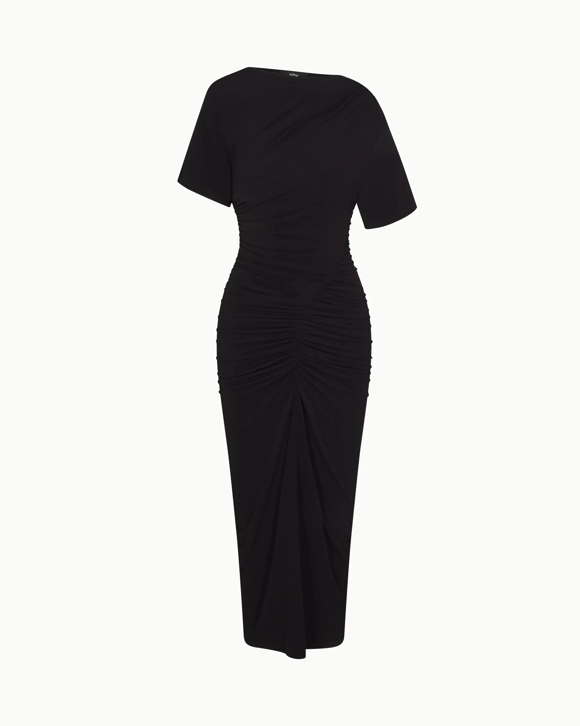 Asymmetrical Ruched Dress | Black