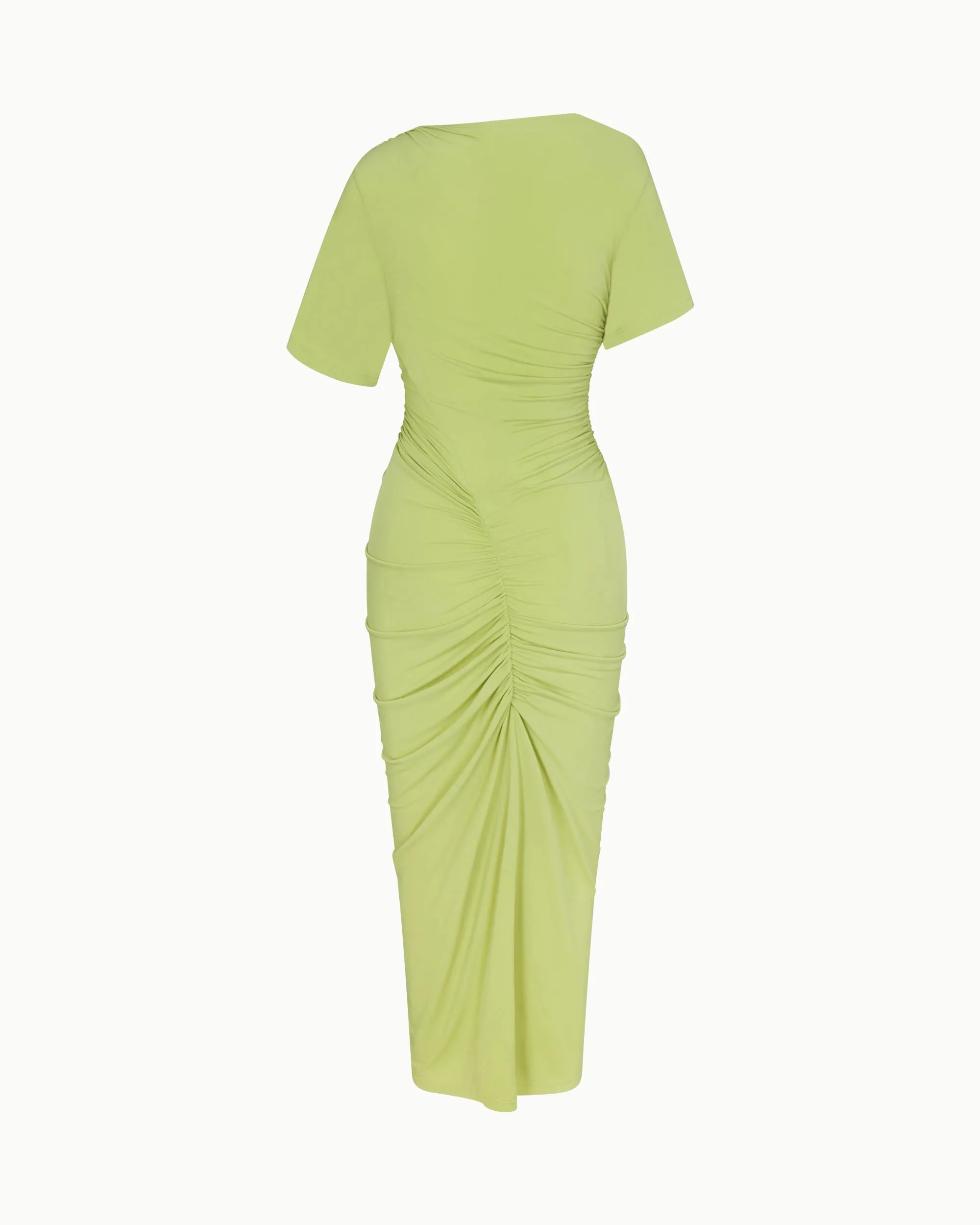 Asymmetrical Ruched Dress | Dark Citron