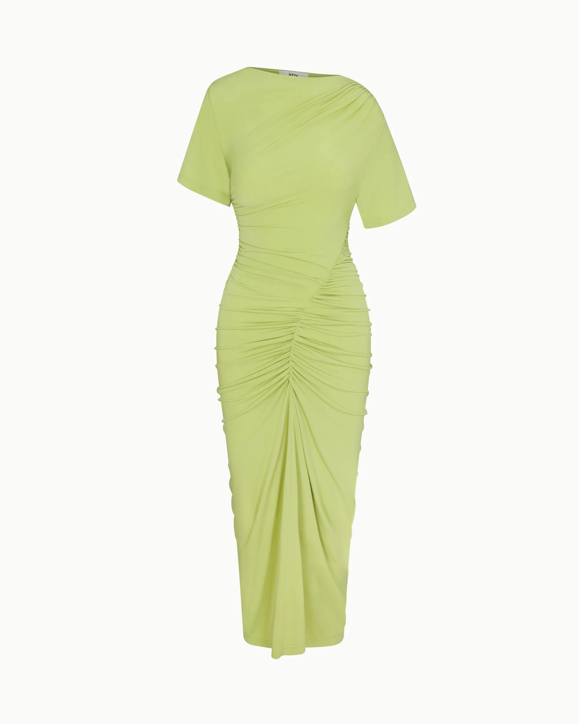 Asymmetrical Ruched Dress | Dark Citron