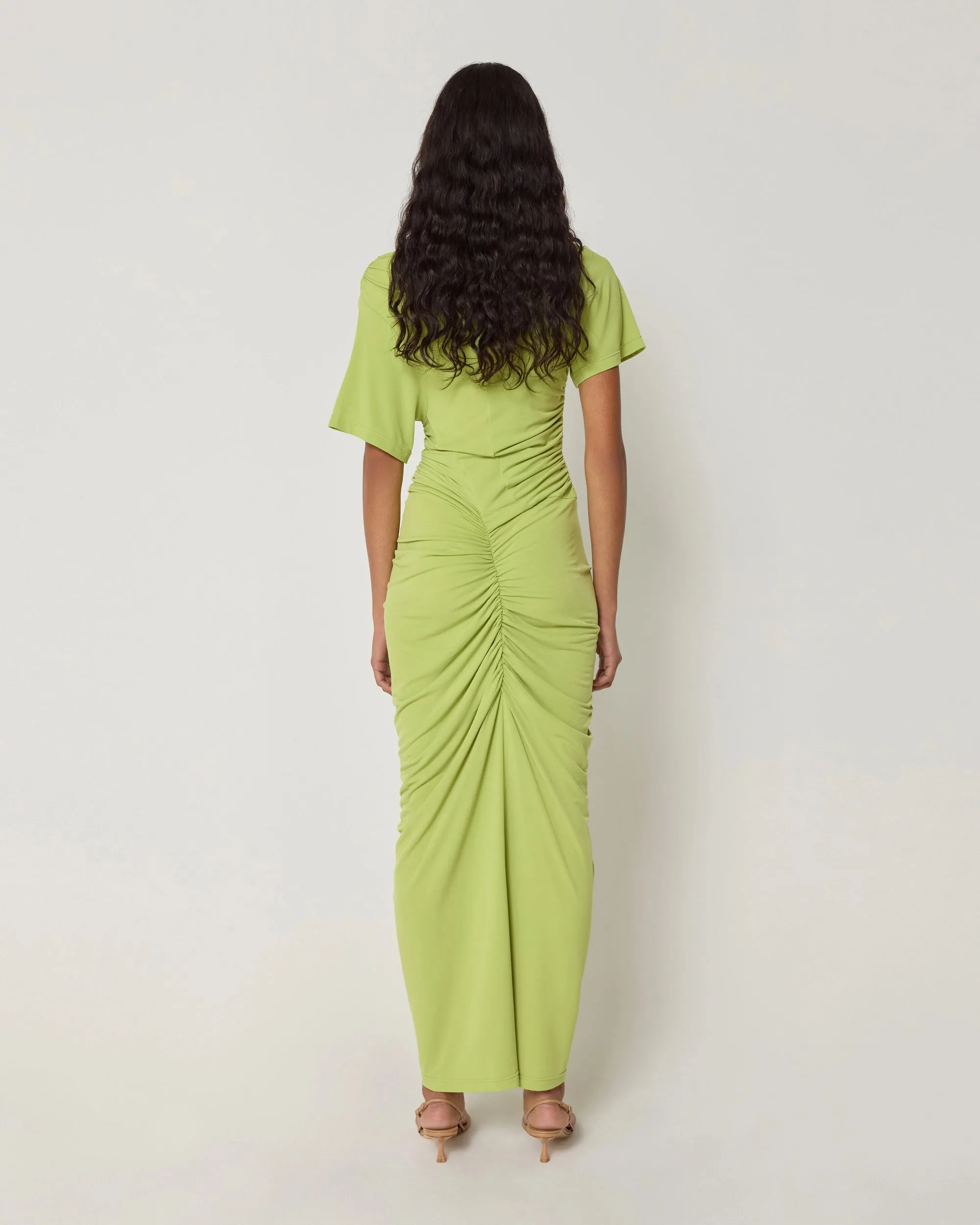 Asymmetrical Ruched Dress | Dark Citron