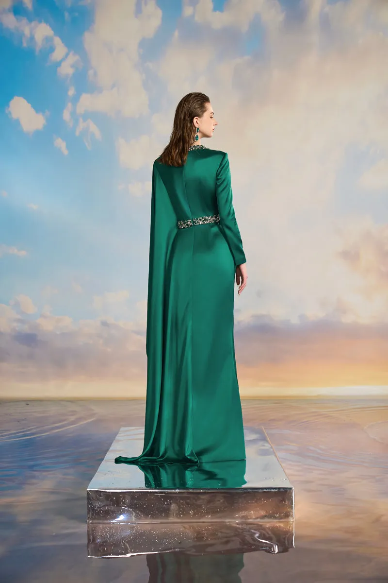 AURELIA SILK SATIN FLARED MAXI DRESS