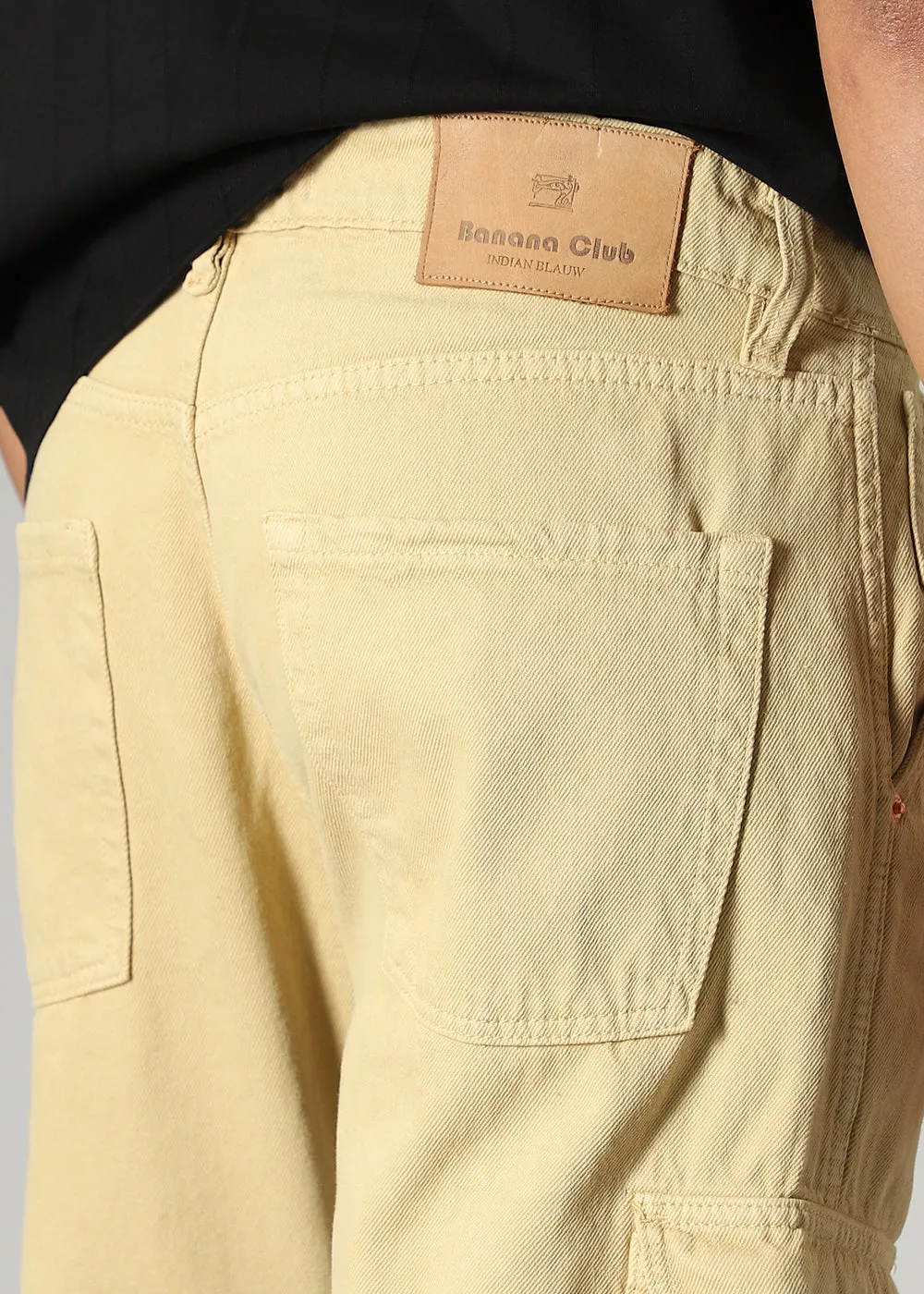 Beige Double Pocket Cargo Denim