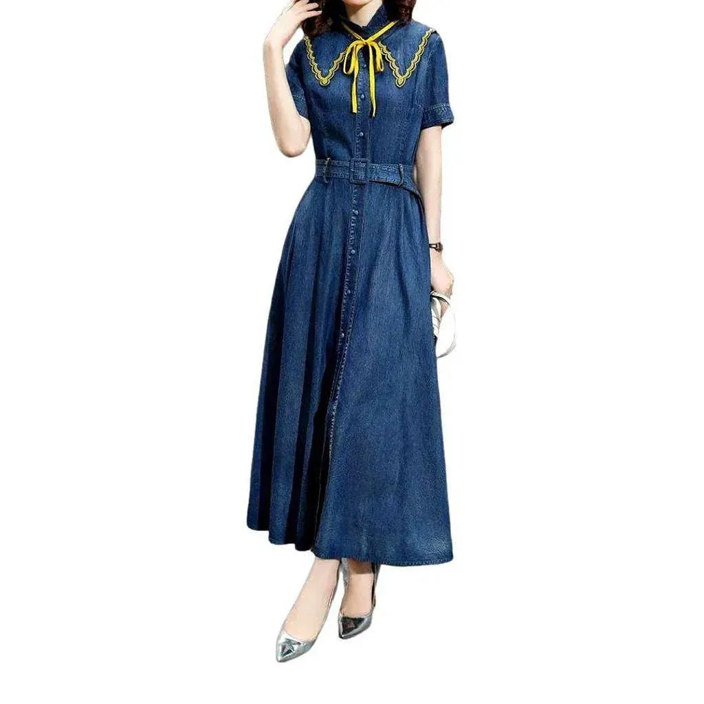 Bell fit flare jean dress