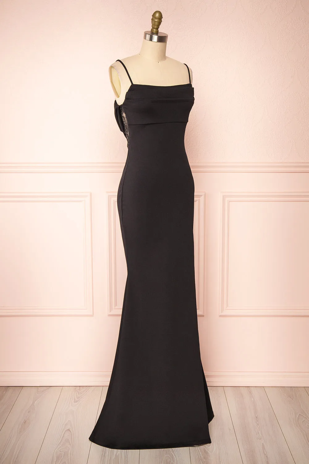 Birna Black | Cowl Neck Maxi Dress w/ Slit