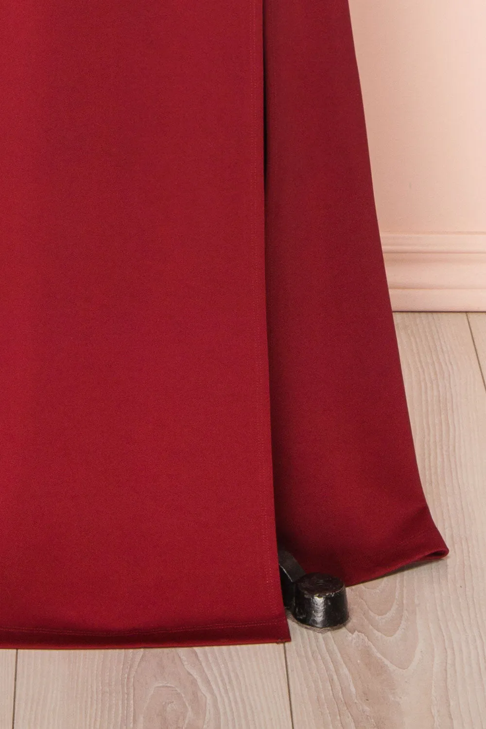 Birna Burgundy | Cowl Neck Maxi Dress w/ Slit