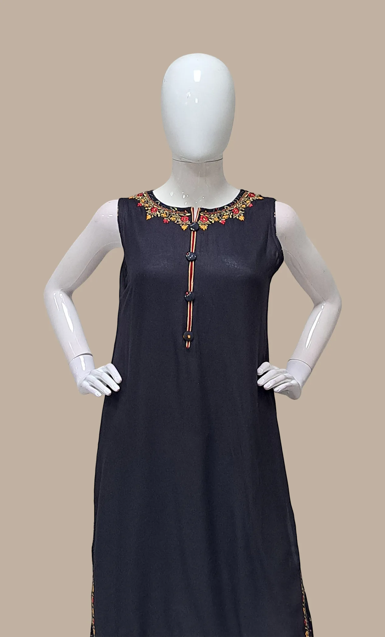 Black Embroidered Kurti Top & Pants