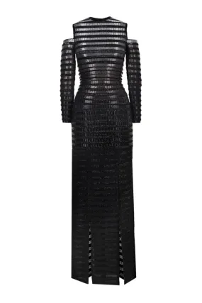 BLACK GRADIENT GLASS AND LUREX MAXI DRESS