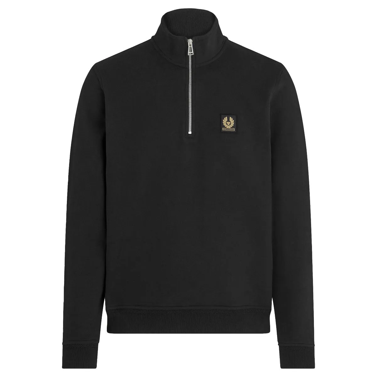 Black Quarter Zip Jersey Cotton Sweatshirt