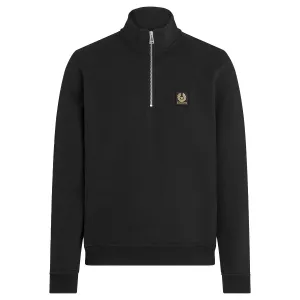 Black Quarter Zip Jersey Cotton Sweatshirt