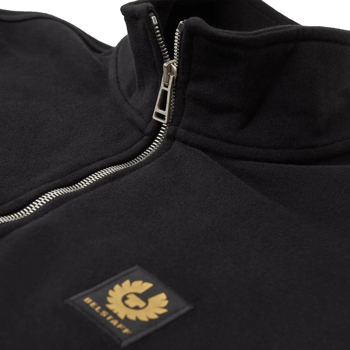 Black Quarter Zip Jersey Cotton Sweatshirt