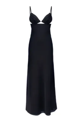 BLACK SILK CORSET MAXI DRESS