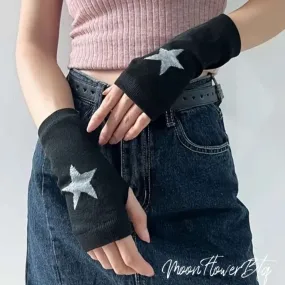 Black Star Fingerless Gloves