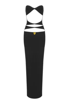 BLACK TRIANGLE CUT-OUT MAXI DRESS