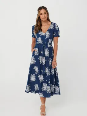 Blue Floral/Viscose - Gabrielle Dress