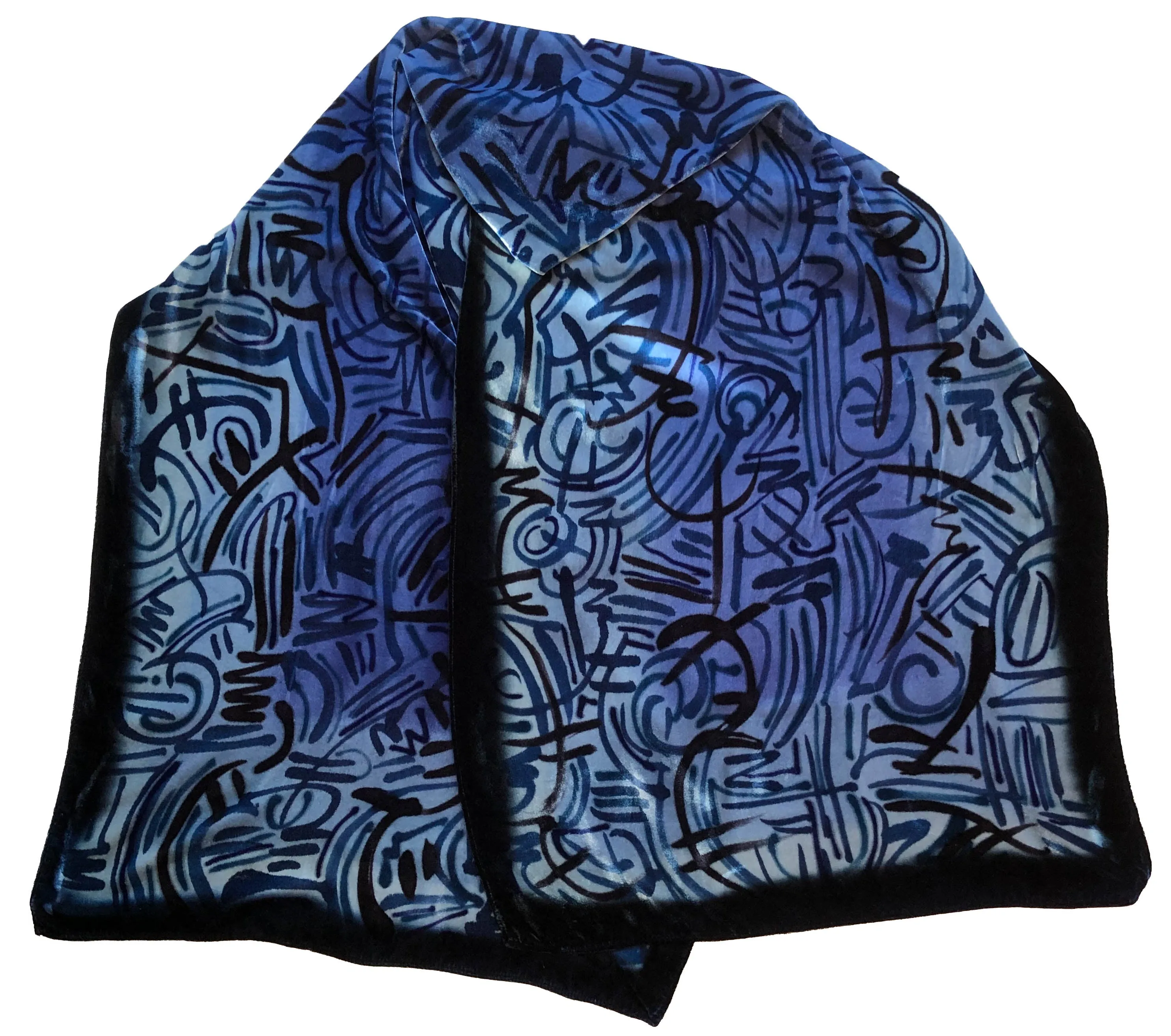 Blue Velvet Hand Painted Scarf