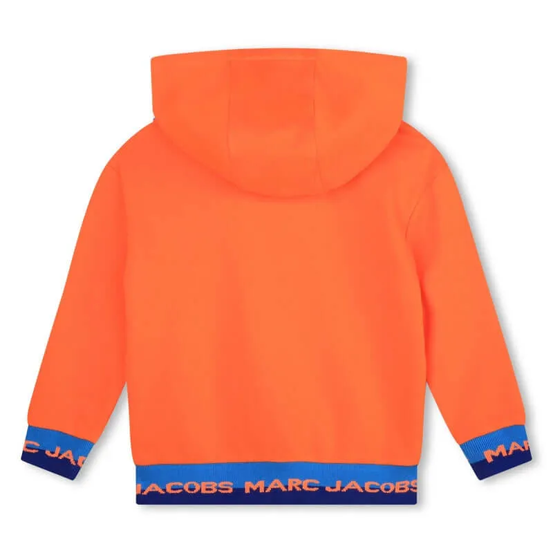 Boys Orange Cotton Hooded Sweatshirt